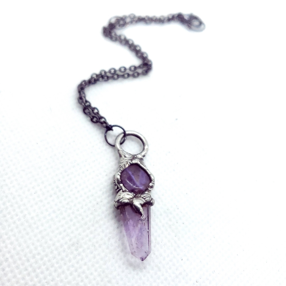 Charoite and amethsyt Crystal Necklace Handmade Jewelry Gothic style - Picture 7 of 13